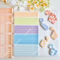 Five Sizes Straight Line Clay Molds, Stripe Shape Checkered Slab Creator Lined Rectangle Clay Cutters for Earring Jewelry Making