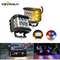1pc/2pcs 4"LED Work Light Dual Side Shooter Pod White & Amber Strobe Lamp Off Road Flashing Light For Car Truck Pickup Boat Suv