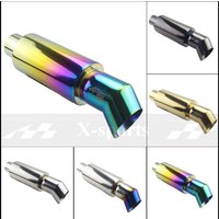 Car Motorcycle Stainless Steel Exhaust Pipe Muffler Tail Pipe High Quality Universal 51 57 63mm Outlet 89mm Flat Mouth