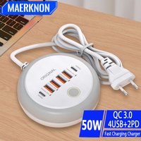 Chargeur mural multi-ports PD Type C, charge rapide 50W, Hub USB pour Samsung iPhone Xiaomi, prise EU/US/UK, chargeur de téléphone