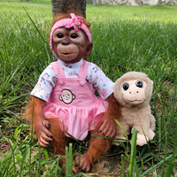 20 inch female monkey reincarnation doll gift set 3D high color skin vinyl body, with baby doll accessories multi-color set, suitable for children over 3 years old