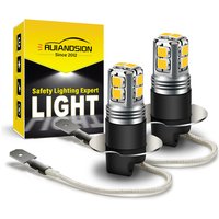 RUIANDSION H3 Fog Light LED 6-40V Non-Polarity for Motorcycle Truck Daytime Driving Lamp Bulb Super Bright White 2Pcs
