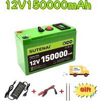 Upgraded LiFePO4 Lithium Battery 12V 150Ah 18650 BatteryPortable Rechargeable Battery Built-in Power display Port Charging