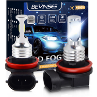 BEVINSEE H11 H8 H9 LED Fog Light Bulbs 9006 HB4 H3 LED Fog Lamp 1:1 Same Size As Halogen Fanless Wireless LED for Vehicles 12V