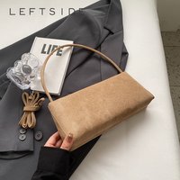 LEFTSIDE Luxury Suede Handbag for Women Beige Shoulder Bag with Top Handle Chic Solid Color Office Crossbody Bag Daily Purse