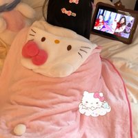 Cute Hellokitty Cloak Shawl Air Conditioning Blanket Hooded Student Dormitories Office Blanket Home Furnishings For Homemakers