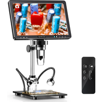 RIEVBCAU 10.1'' HDMI Digital Microscope 2000X Coin Microscope with 10 LEDs 20MP Soldering Microscope for Electronics,PCB, Repair