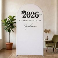 Mehofond Custom College Graduation Hat Congrats Grad Party Class of 2026 School Graduation Cover Arch Background Decor Backdrop