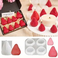 Strawberry Silicone Candle Mold 3D Fruit Craft DIY Baking Resin Chocolate Fondant Decorative Molds Handmade Party Supplies