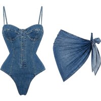 Denim Print Bikini 2026 Women Sexy Swimsuit Push Up Swimwear Bandeau Biquini Female Micro Bikinis Deep V Bathing Suit Beachwear