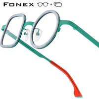 FONEX Progressive Prescription Glasses Anti Blue Light Photochromic Myopia Optical Lens Eyewear Women Eyeglasses Titanium Frame
