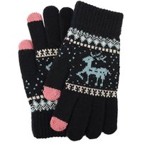 AliExpress NONE 1 Pair of Randomly Colored Thickened and Fleece-Lined Knitted Touchscreen-Compatible Reindeer Gloves, Winter Warm Gloves for Men and Women, Suitable for Outdoor Cycling, Jacquard Pattern, Cold-Proof