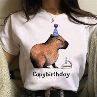 Capybara T-Shirt lustige Capy Geburtstag Grafik Frauen lässig Vintage T-Shirts niedlichen Cartoon-Druck Streetwear Frauen Kurzarm T-Shirts