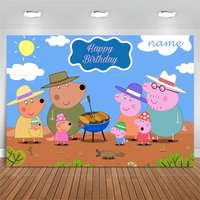 Peppa Pig Customized Backdrops Children Birthday Party Decorations Photography Background Banner Booth Props Party Supplies