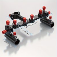 Dual Fishing Rod Holder Metal, Adjustable Fishing Chair Accessory Hands-Free Double Rod Stand for Freshwater Saltwater Anglers