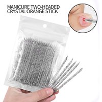 50Pcs/Bag Reusable Double-head Crystal Cuticle Pusher Cuticle Removal Tool Orange Wood Nails Pedicure Care Drill Stick Tools