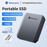 Yottamaster External SSD 5Gbps 128GB 256GB 512GB 1TB 2TB 4TB 466MB/S Portable Solid State Drive Storage PSSD 2 in 1 Data Cable