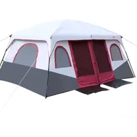 6-12Persons 2Rooms Large Space Tent Glamping Tourist Outdoor Camping Family Travel Anti-storm Suncreen Luxury UV 50+ Beach Play