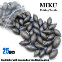 25pcs carbon black egg pendant, carbon black water immersion stealth + plastic core, competitive fishing set lead pendant