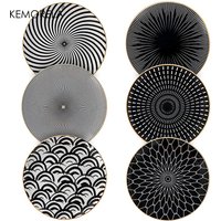 6PCS Tableware Phnom Penh Geometry Tableware 8/10 Inch Ceramic Dinner Plate Dish Porcelain Salad Plate Steak Serving Plate