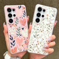 Love Heart Leaves Flower Shockproof Case For Samsung Galaxy S25 FE S24 S26 S22 S21 S20 Ultra Plus A17 A27 A37 A57 2 In 1 Cover