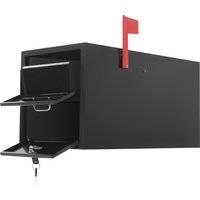 Black Post Mount Mailbox, Heavy Duty Lockable Mail Box WITH Keys, Metal Parcel Drop Box for House Outside