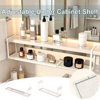 1PC Adjustable Expandable Under Cabinet Hanging Shelf Space Saving Organizer Storage Rack for Bathroom Vanity Cupboard Closet