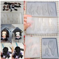 Hair Silicone Mold Bangs/Ponytail/Long Hair 3.5cm Face Decoration Polymer Clay Tool DIY Doll Hair Model Making Hand Mold Tool