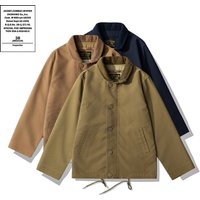 OKONKWO-Navy N 1 Deck Jacket, Thin Stand up Collar Coat, Outdoor Trekking Training, Fitness Sports, Camping Blazer, Workwear