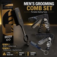 1/2Pcs Marble Pattern Folding Comb Set Portable Barber Haircut Combs Rotating Fade Brush Mini Beard Comb For Men Styling Tools