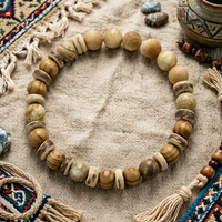 Retro Wooden Natural Stone Beads Bracelet Unisex 5 Colors Options Vacation Style Healing Casual Braslet Couple Beach Accessories