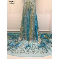 Madison African Lace Fabric 2025 High Quality Elegant Nigerian Net Embroidered French Tulle Lace Fabric 5 Yards with Sequins