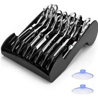 Salon Scissors Holder Stand with Suction Cup 6 Slots Barber Shears Organizer Storage Tray Acrylic Hairdressing Tool Display Rack