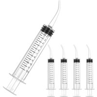 5 Pack 12ml Syringe With Graduation, Dental Irrigation Syringe with Curved Tip for Teeth Cleaning Dental Oral Care