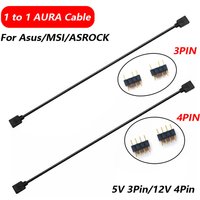 1 to 1 Extension AURA Cable Adapter 30cm 5V 3Pin/12V 4Pin RGB Extension Adapter Cable Extension Cable for Asus/MSI/ASROCK