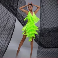 Latin Dance Performance Sling Fringe Dress for Women Customsized Rumba Chacha Tango Competition Costume Adult Child LatinDresses