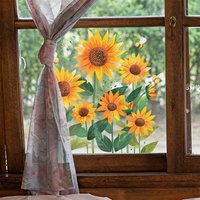 1Pc Sunflower Bee Window Clings For Kids Room Bedroom Living Room Reusable Peel And Stick Glass Decals Home Decor