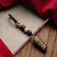 Hollow Brass Buddha Bottle Sutra Cylinder Pendant Car Keychain Lucky Hangings Leather Bag Lanyard Key Ring