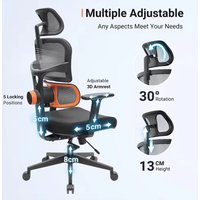 NEWTRAL NT001 Ergonomic Office Chair with Auto-Following Lumbar Support, 3 Recline Angle, Adjustable Backrest Armrest Headrest