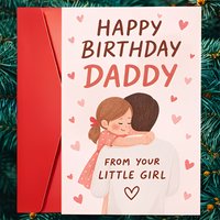 Greeting card to father, cute and loving design, conveying deep feelings between father and daughter, as a Father's Day blessing