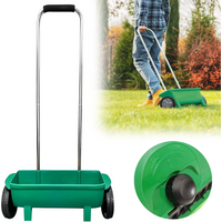Hand-Push Seed Spreader Walk behind Drop Spreader 12L Broadcast Fertilizer Spreader Adjustable Rate Seed Planter Tool