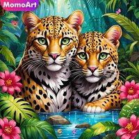 Momoart Animaml Diamond Art Painting Tiger Acrylic Craft Supplies DIY Full Square Round Mosaic Flower Embroidery Home Decoration