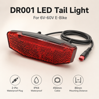 AliExpress NONE DR001 E-Bike LED Tail Light 6V-60V Waterproof 2-Pin Rear Warning Lamp for Electric Bicycle Night Riding Safety