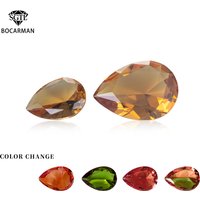 BOCARMAN Synthetic Sultanite Diaspore Color Changing Gemstone Pear Loose Stone Beads DIY Matching Stone Under Different Light