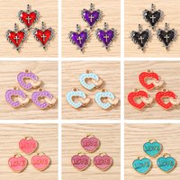 10pcs Cute Colorful Enamel Love Heart Charms Pendants Fit Making Necklaces Earrings Bracelet DIY Handmade Crafts Jewelry Supply