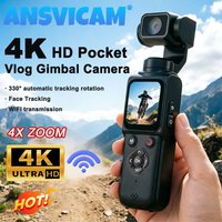 ANSVICAM 4K Wifi Pocket Vlogging Camera 330° Auto Rotatable Touch Screen Sports DV Bodycam Face Tracking Portable Action Cameras
