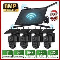 SECTEC 4G WiFi Solar Router 10W WiFi Range Coverage 500M with SIM Card Slot + 4 Dual Cameras WiFi PTZ Solar Security Camera IP66