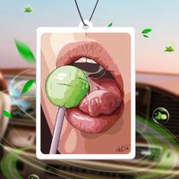 Red Lip Lollipop Hilton (Hotel Scent) Neutral Car Perfume and Non-Toxic Air Freshener | Natural Essential Oils and Aromatherapy Scent Tablets (Noroili/Grapefruit/Cedar) | Hanging Type and