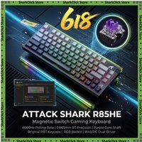 ATTACK SHARK R85HE Wired Mechanical Keyboard Purple Core Switch PBT Keycap 8000HZ Polling Rate RGB Bottom Light 0.005mm RT