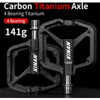 Titanium Axle Pedals Ultra-light 141g Carbon Body With Titanium Alloy Axle 4-Bearings Pedal Anti-slip MTB Pedals Winter Riding
